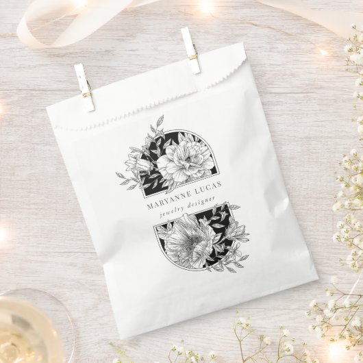 Sachets En Papier Noir et blanc Élégant produit floral (Coupé)