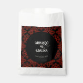 Sachets En Papier Noir et rouge Floral Gothique foncé Élégant mariag (Devant)