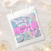 Sachets En Papier Nom du monogramme d'iridescendance rose-fille (Coupé)