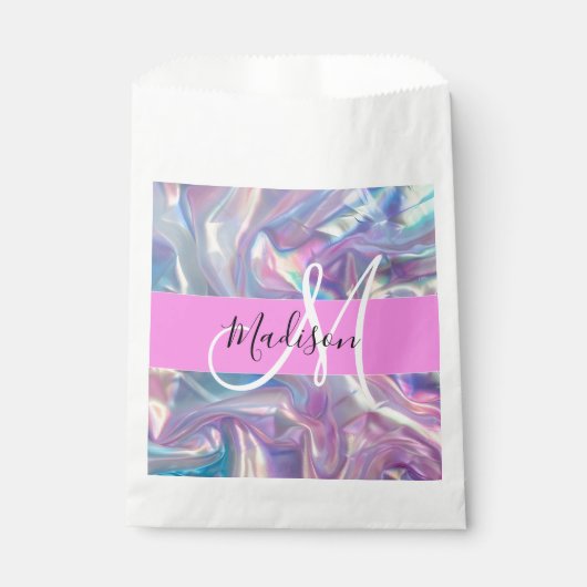 Sachets En Papier Nom du monogramme d'iridescendance rose-fille (Devant)