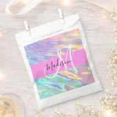 Sachets En Papier Nom du monogramme d'iridescendance rose-fille (Coupé)