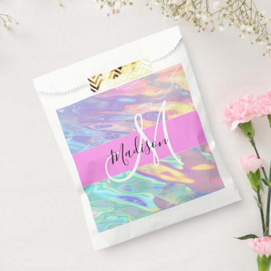 Sachets En Papier Nom du monogramme d'iridescendance rose-fille (Scellé)