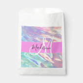 Sachets En Papier Nom du monogramme d'iridescendance rose-fille (Devant)