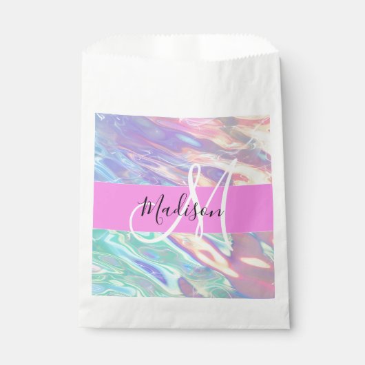 Sachets En Papier Nom du monogramme d'iridescendance rose-fille (Devant)