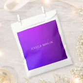 Sachets En Papier Nom et monogramme modernes de dégradé pourpre (Coupé)