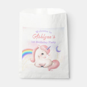 Sachets En Papier Nom personnalisé Fille Licorne Arc-en-ciel Pastel