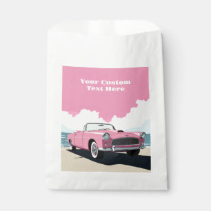 Sachets En Papier Nom personnalisé Pink Classic Car