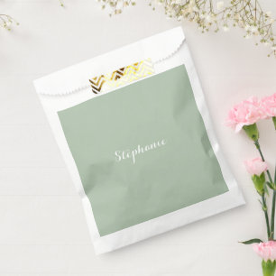 Sachets En Papier Nom Vert Sauge Élégant Moderne Monogramme Boho