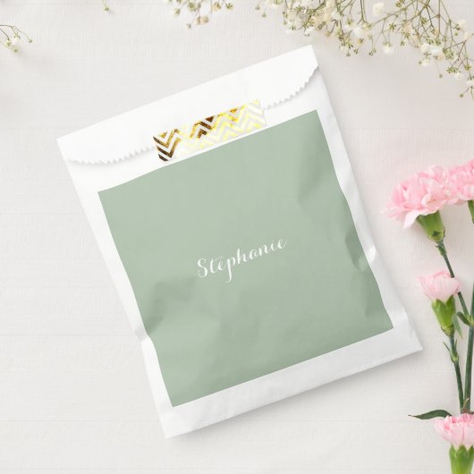 Sachets En Papier Nom Vert Sauge Élégant Moderne Monogramme Boho (Scellé)