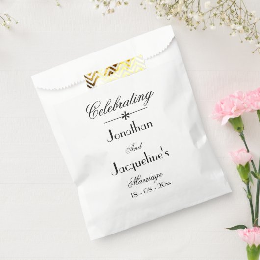 Sachets En Papier Noms de script Mariage classique Élégant blanc (Scellé)