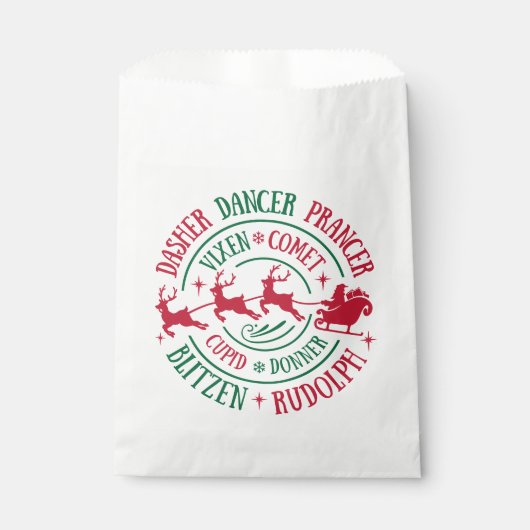 Sachets En Papier Noms des rennes Arrondi Word Art (Devant)