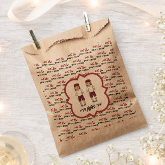 Sachets En Papier Noms personnalisés Jumeaux Upsherin Favoriser les