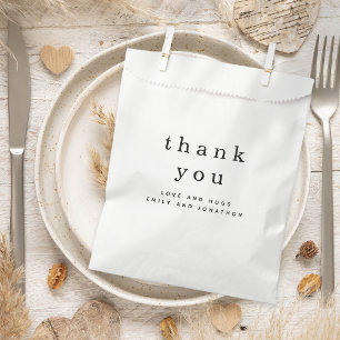 Sachets En Papier Noms simples noir blanc Merci Mariage