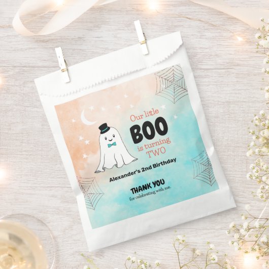 Sachets En Papier Notre Petit Boo Cute Ghost Avec Casquette 2e Anniv (Coupé)