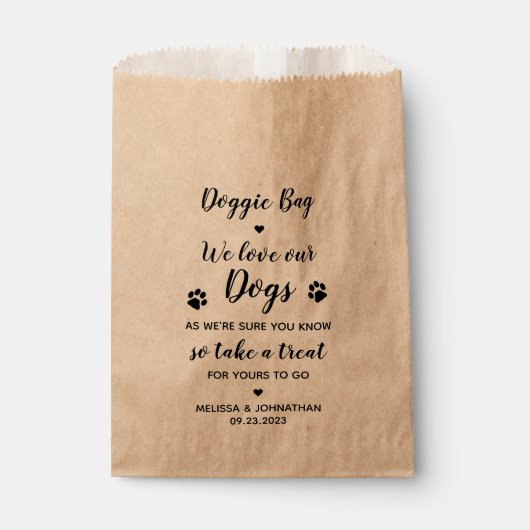 Sachets En Papier Nous Aimons Nos Chiens Traiter Mariage (Devant)