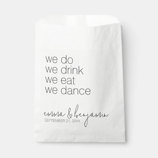 Sachets En Papier Nous Buvons Danser Manger - Mariage moderne (Devant)