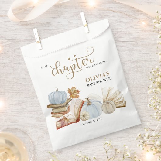 Sachets En Papier Nouveau chapitre thème Citrouille bleu Baby shower (Coupé)