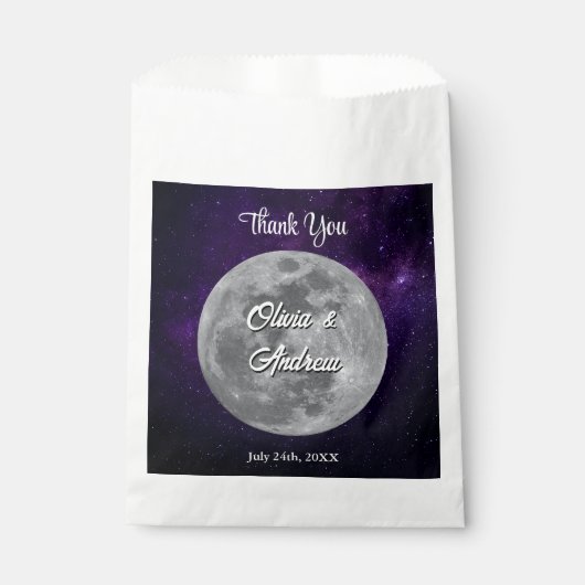 Sachets En Papier Nuit étoilée moderne Plein Lun Mariage Merci (Devant)