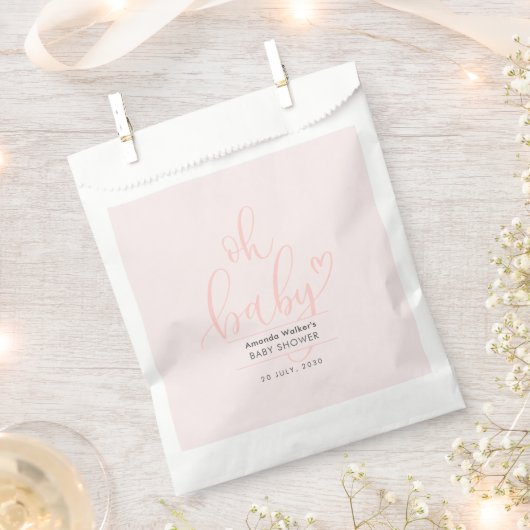 Sachets En Papier Oh Baby Pink Script Minimal Baby Shower  (Coupé)
