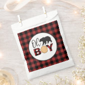 Sachets En Papier Oh Boy Bear Buffalo Plaid Baby shower (Coupé)