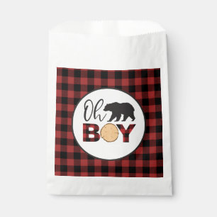 Sachets En Papier Oh Boy Bear Buffalo Plaid Baby shower