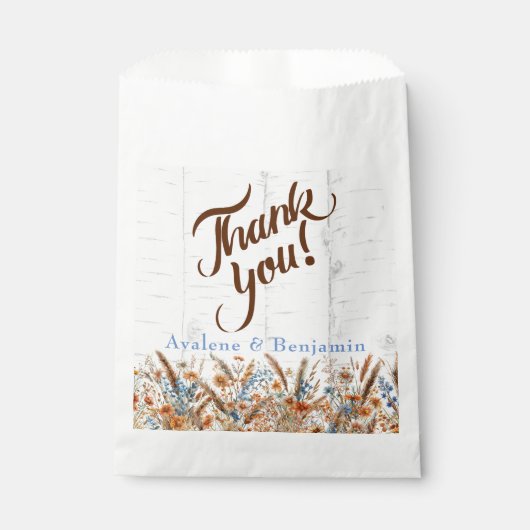 Sachets En Papier Oiseau d'automne et Mariage Fleur sauvage (Devant)