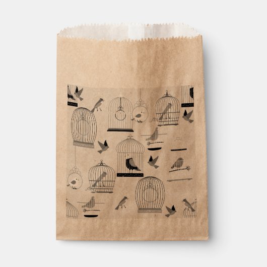 Sachets En Papier oiseau de volière gris monotone (Devant)
