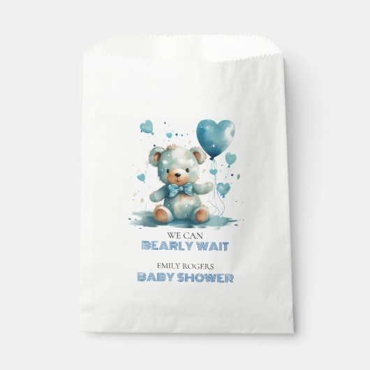 Sachets En Papier On peut attendre Blue Teddy Bear (Devant)