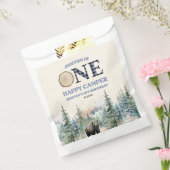 Sachets En Papier ONE Happy Camper Bear Bleu 1er anniversaire fête (Scellé)