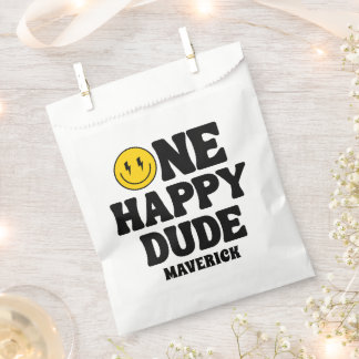 Sachets En Papier One Happy Dude Boy's Retro 1st Birthday 