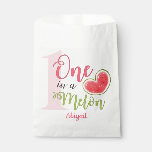 Sachets En Papier One In A Melon 1st Birthday Girl (Devant)