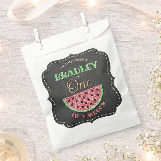 Sachets En Papier One In A Melon Chalkboard 1er anniversaire (Coupé)