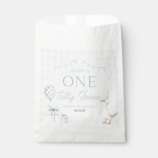 Sachets En Papier ONE Silly Goose Blue 1st Birthday Party (Devant)