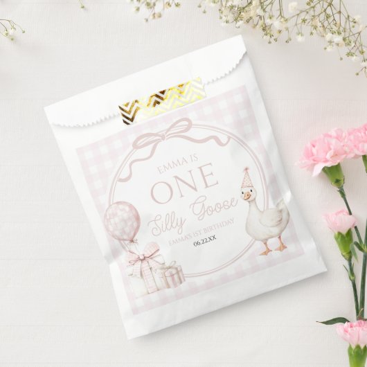Sachets En Papier ONE Silly Goose Pink Bow 1st Birthday Party (Scellé)