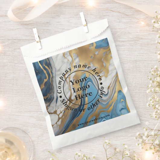 Sachets En Papier Or bleu et marbre blanc (Coupé)