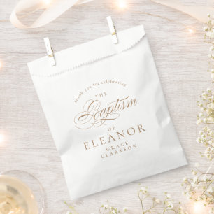 Sachets En Papier Or Élégante calligraphie Baptême Merci