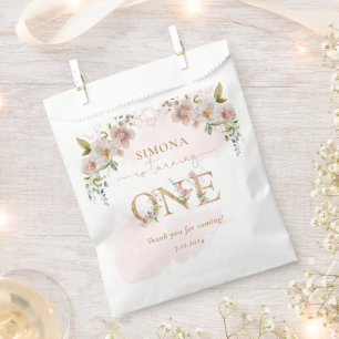 Sachets En Papier or fleur sauvage Première fille anniversaire merci
