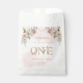 Sachets En Papier or fleur sauvage Première fille anniversaire merci (Devant)