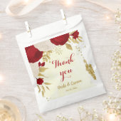 Sachets En Papier or rouge et fleurs blanches (Coupé)
