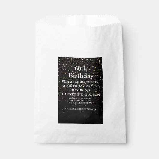 Sachets En Papier Or simple Noir 60e anniversaire (Devant)