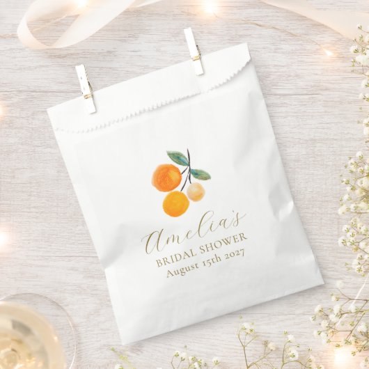 Sachets En Papier Orange Citrus Aquarelle Bridal Brunch Personnalisé (Coupé)