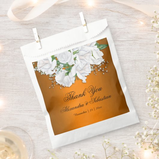 Sachets En Papier Orange moderne et Mariage Rose (Coupé)