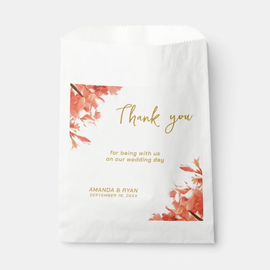 Sachets En Papier Orange Oleander Fleurs Mariage Floral Merci (Devant)