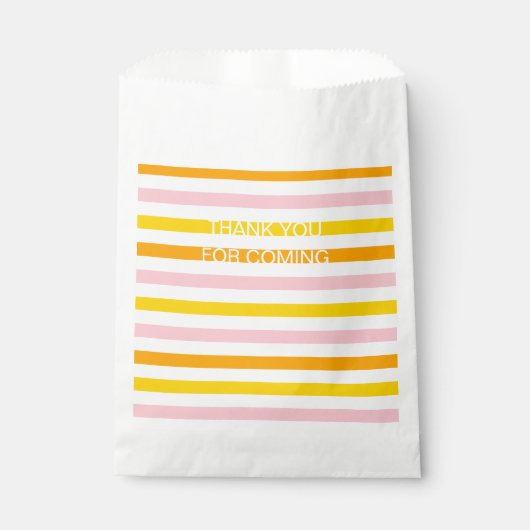 Sachets En Papier Orange, rose et jaune rayé (Devant)