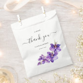 Sachets En Papier Orchidée violette et mariage de script blanc (Coupé)