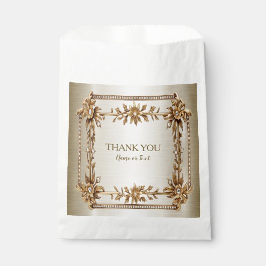 Sachets En Papier Orné Or de la Partie Rectangle Fleurs Dimond brill (Devant)