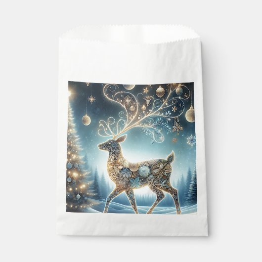 Sachets En Papier Ornements de Noël des rennes d'or Ciel bleu (Devant)