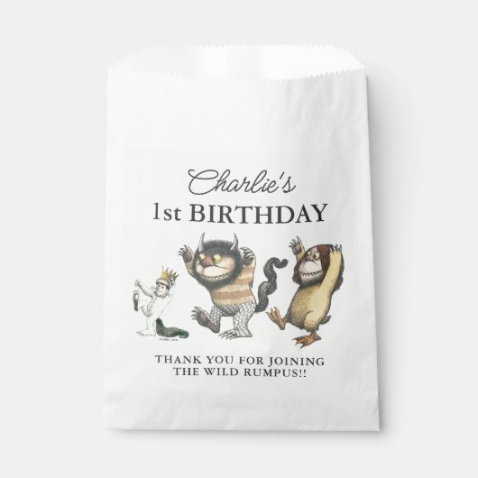 Sachets En Papier Où les choses sauvages sont premier anniversaire (Devant)