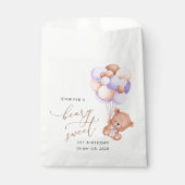 Sachets En Papier Ours De Bébé, Ballons Violets, Premier Anniversair (Devant)