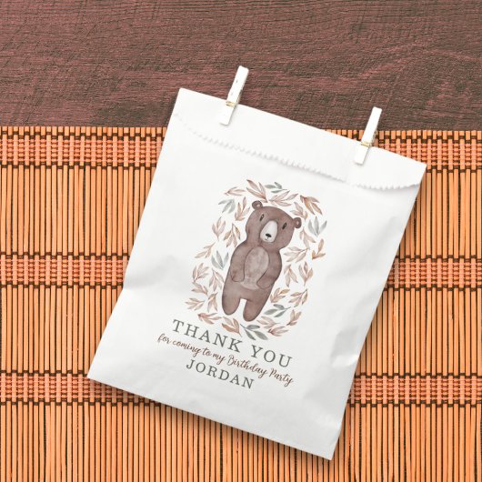 Sachets En Papier Ours de bois et Merci de feuillage